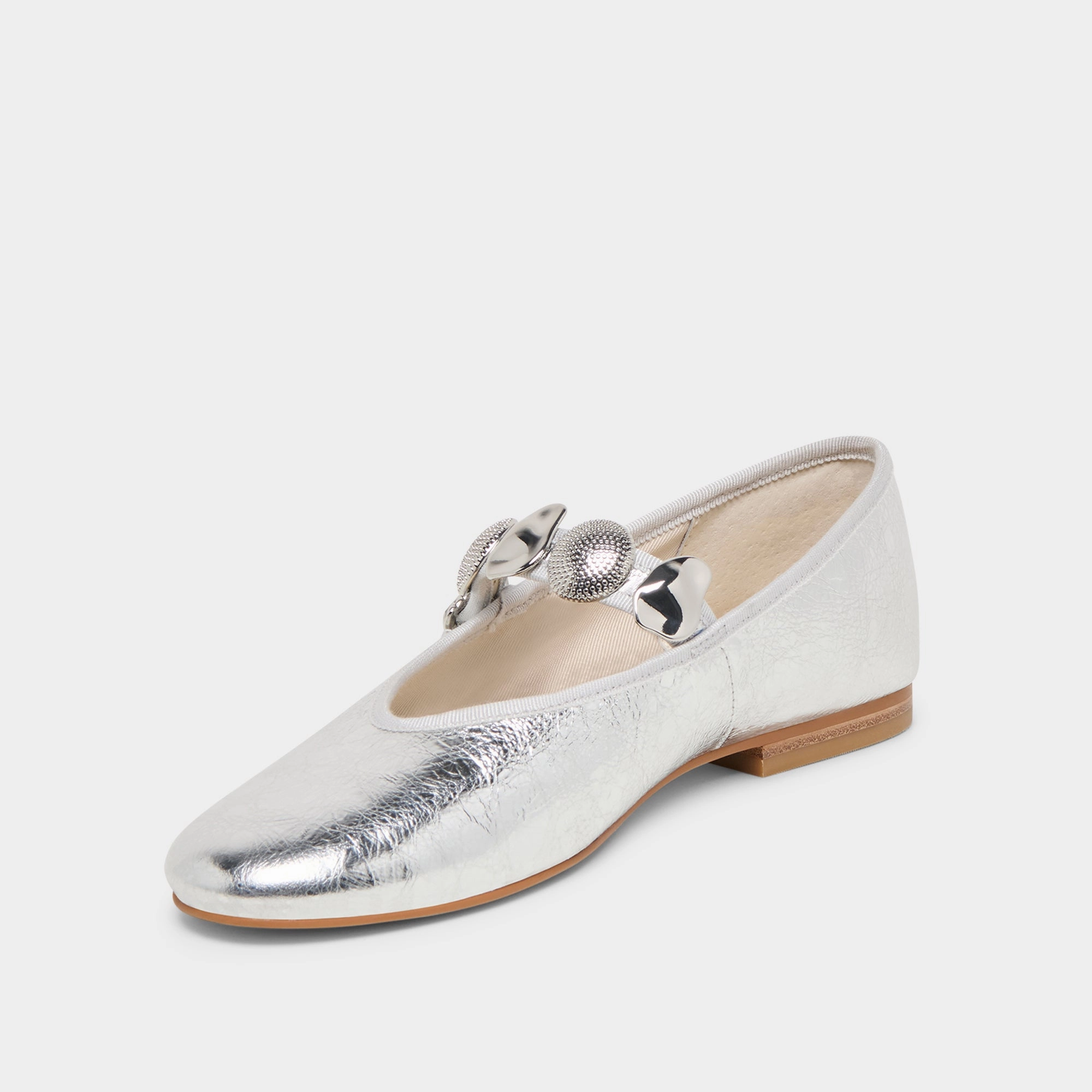 RELAN BALLET FLATS SILVER DISTRESSED LEATHER Wood Glow Peak Glow