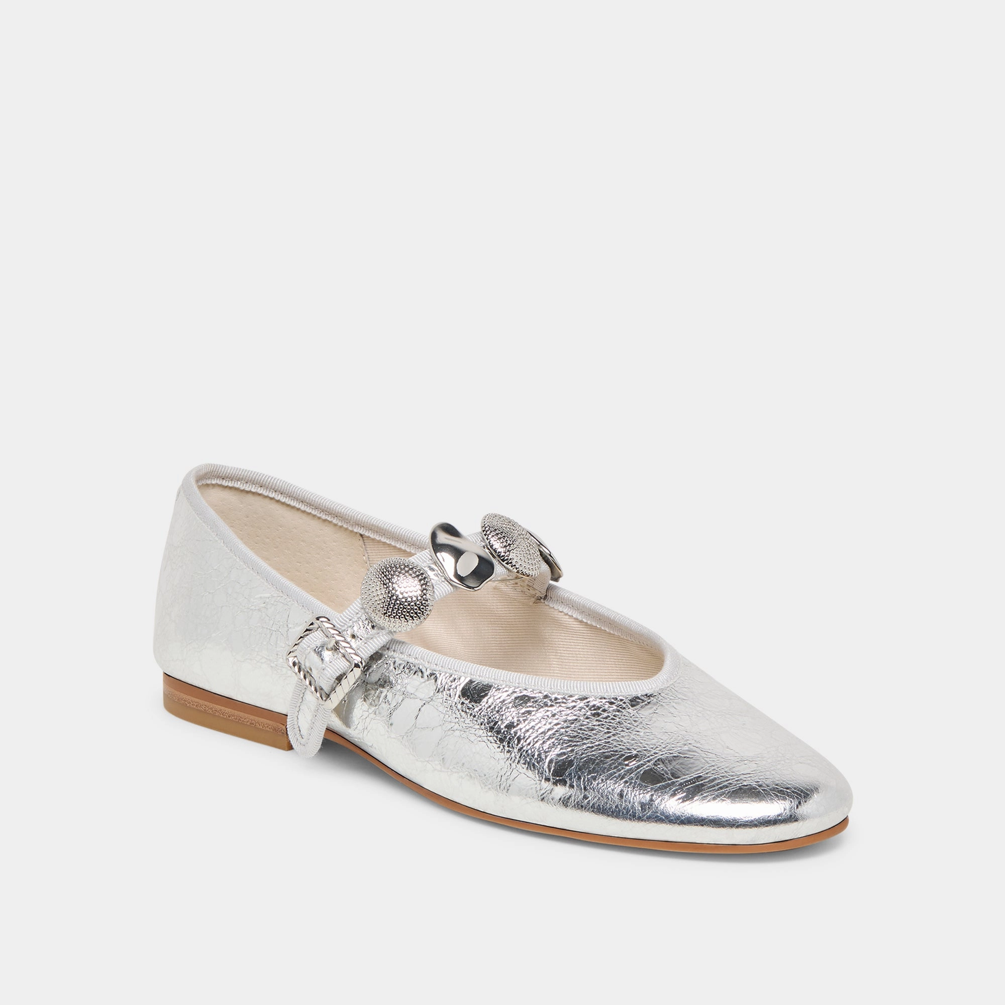 RELAN BALLET FLATS SILVER DISTRESSED LEATHER City Stride Shoes upper