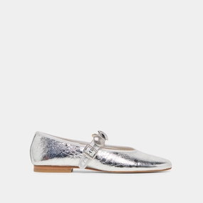 Relaxing Shoes Morning Stroll RELAN BALLET FLATS SILVER DISTRESSED LEATHER