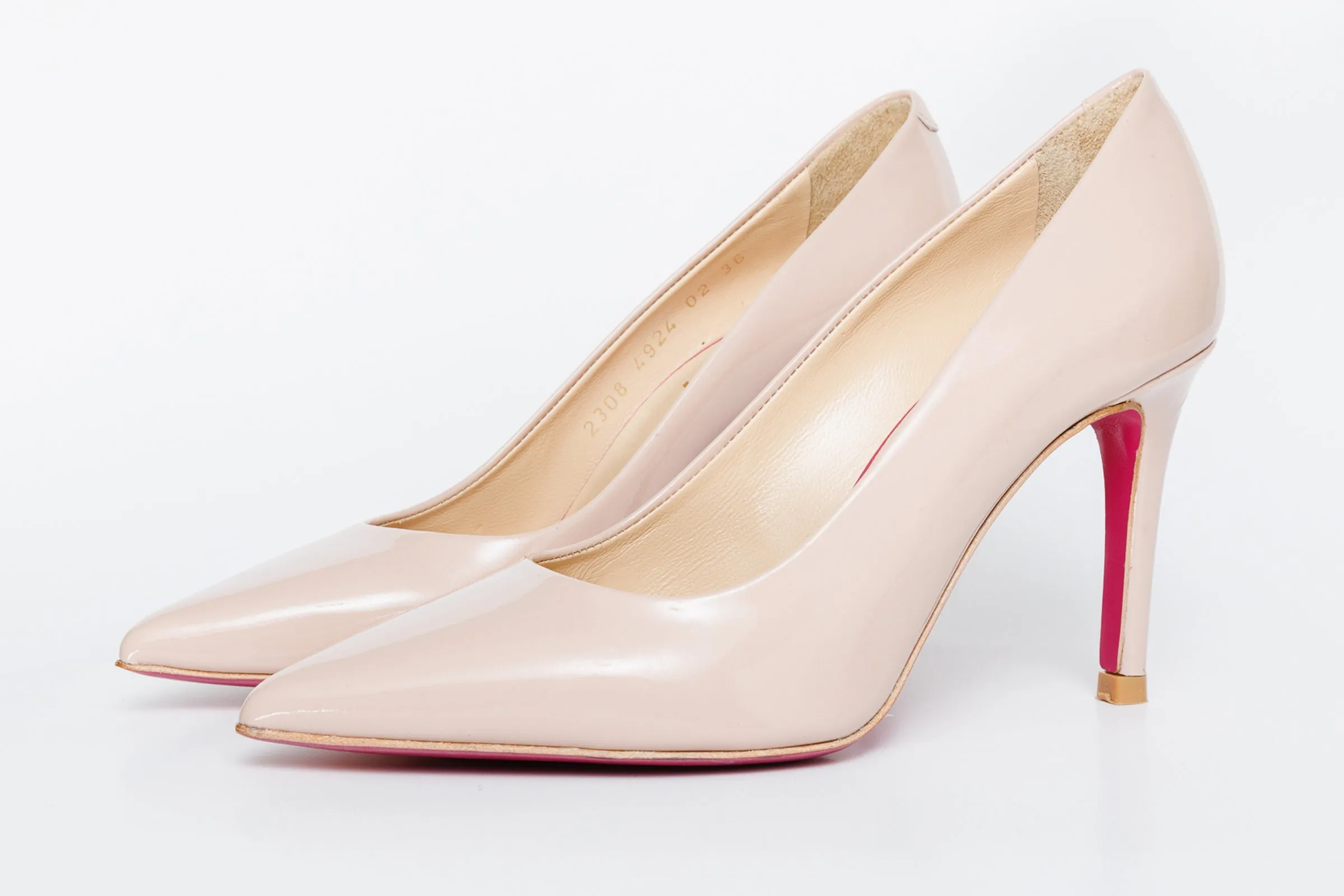 Fashion Spark The Ege Cream Leather Pump Fuchsia Sole Women Shoe
