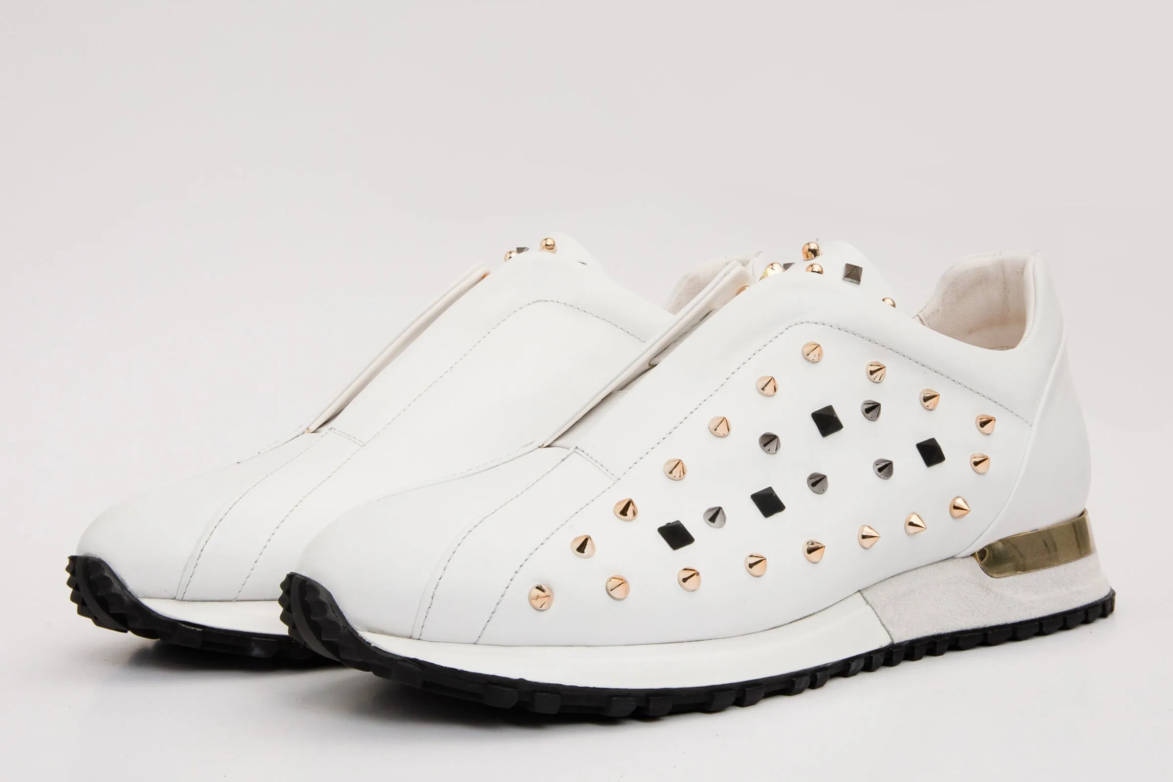 Moisture Wicking Inner Layer Comfortable Outsole The Infanta White Spike Leather Men Sneaker Limited Edition