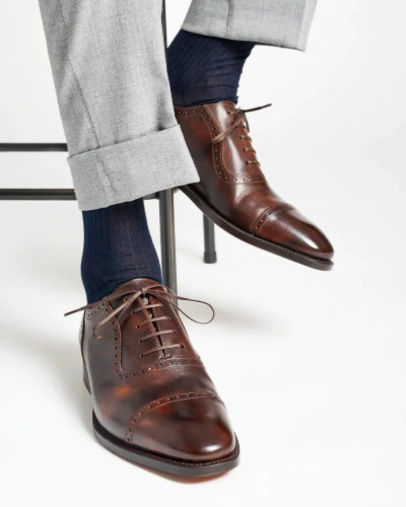 Hand Work Brown Brogue Oxford Dress Shoe
