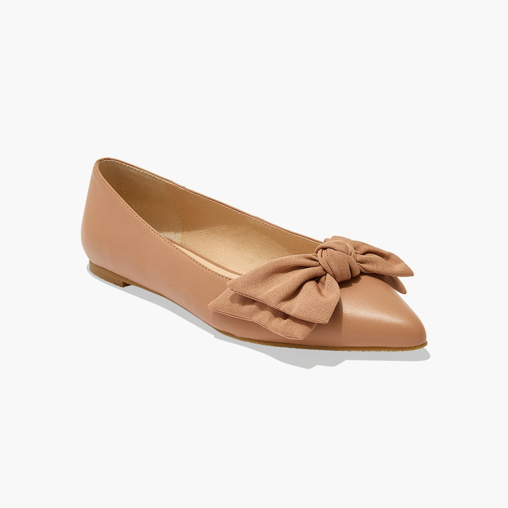 Debra Leather Bow Ballet Flat Elegant Slip-ons River Glow