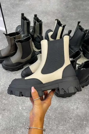 REMAIN Chunky Ankle Boots - Beige
