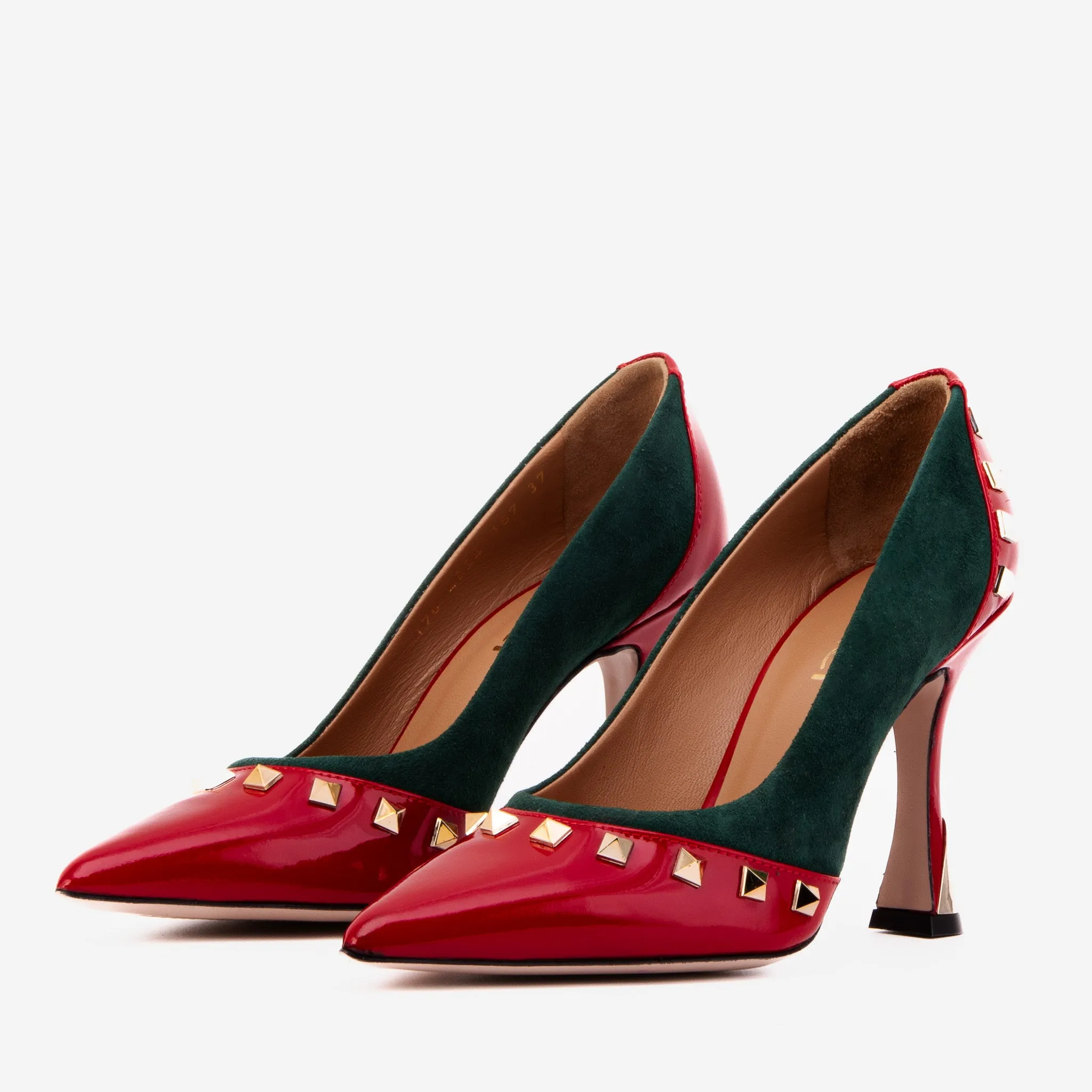 Dressy Heels charity event The Bella Vita Studded Red & Green Leather Pump Women Shoe