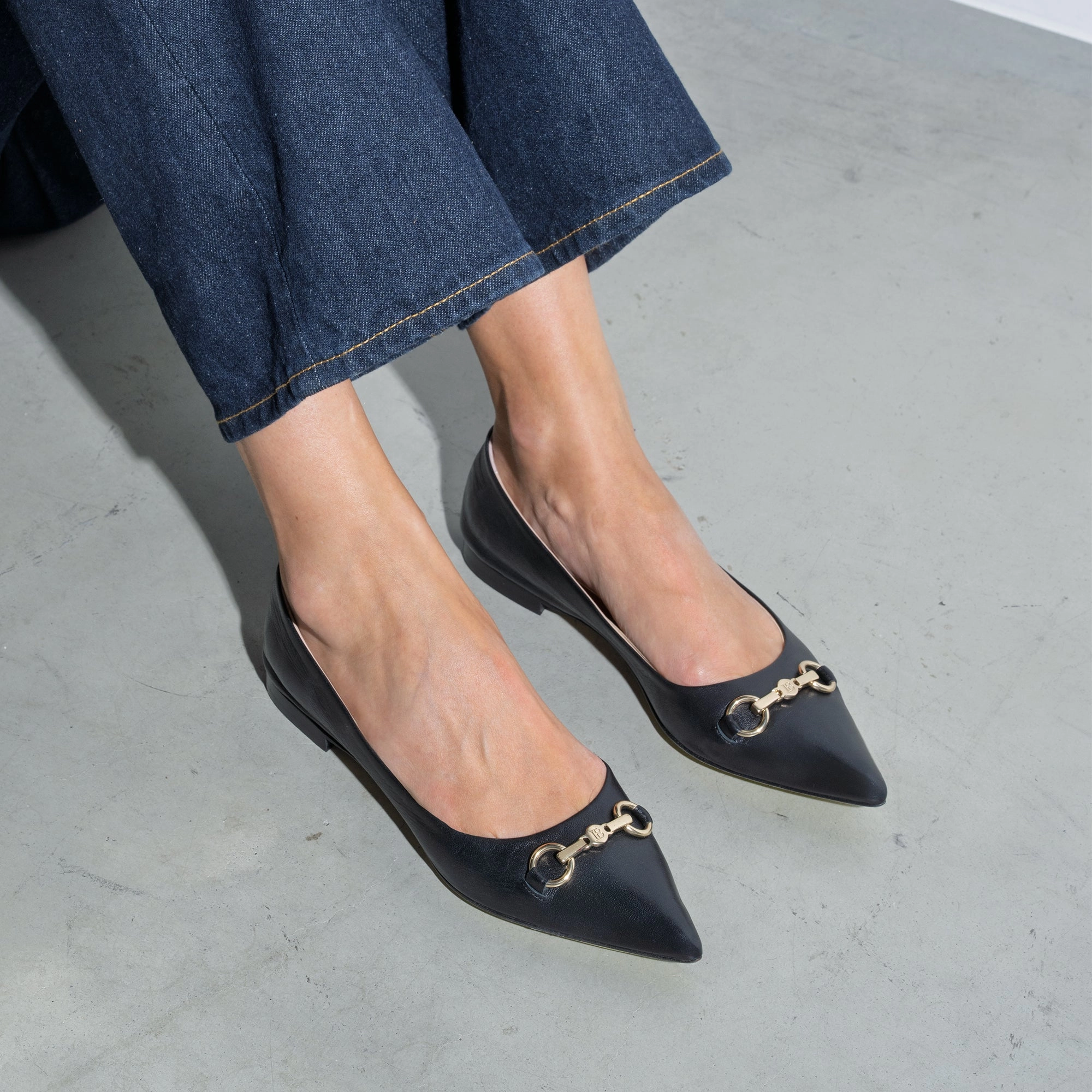 Vend?me Elita black calfskin leather ballerinas Layered Look