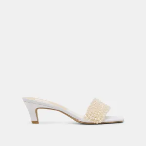 Designer Touch REXA PEARL HEELS OFF WHITE SATIN