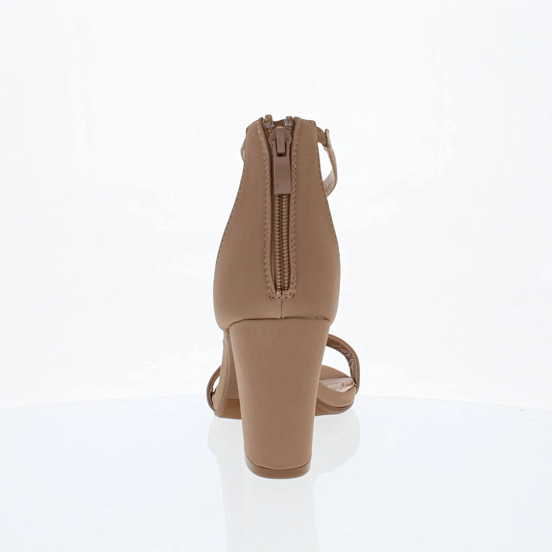 Ankle Strap Mid Chunky Heel (TAN) Fast Ship Modern Muse