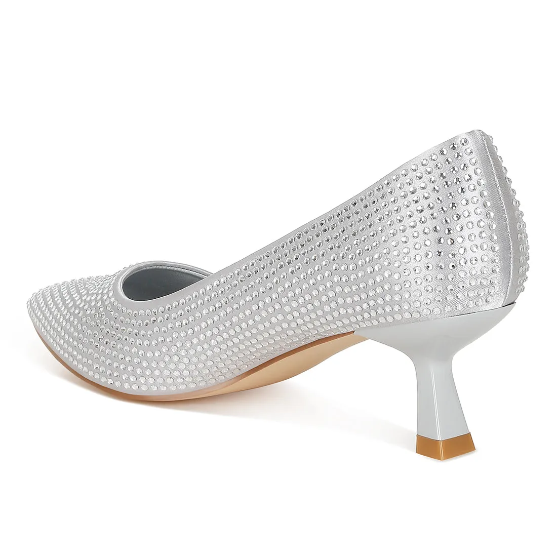 Rhinestones Embellished Kitten Heel Pumps