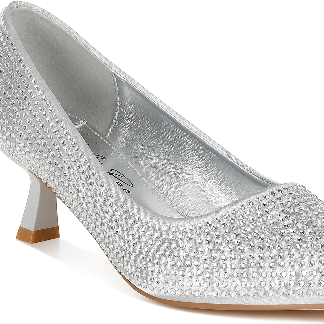 Rhinestones Embellished Kitten Heel Pumps
