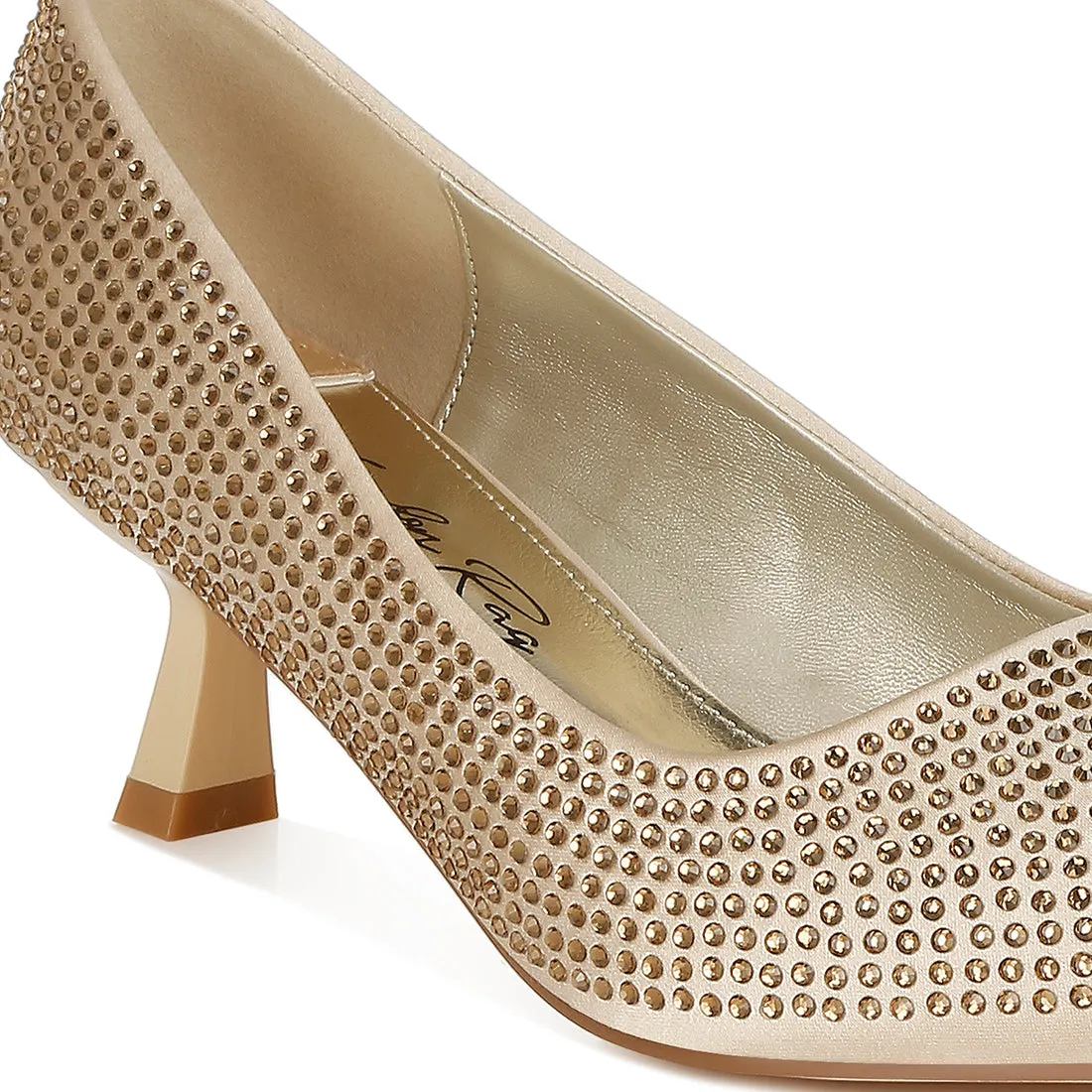 Rhinestones Embellished Kitten Heel Pumps