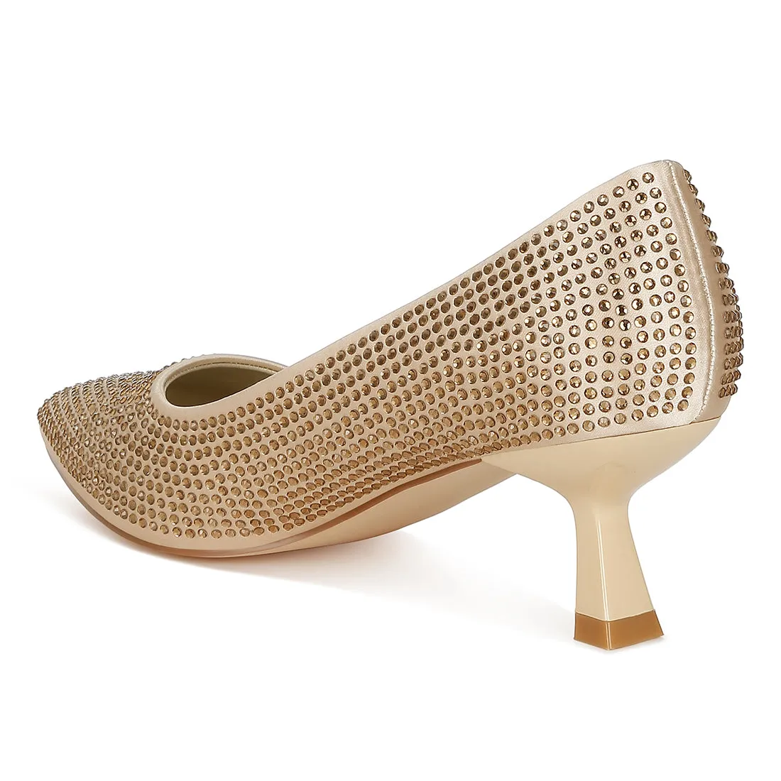 Rhinestones Embellished Kitten Heel Pumps