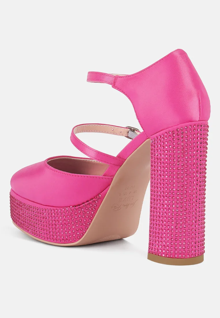 Rhinestones embellished platform mary jane sandals