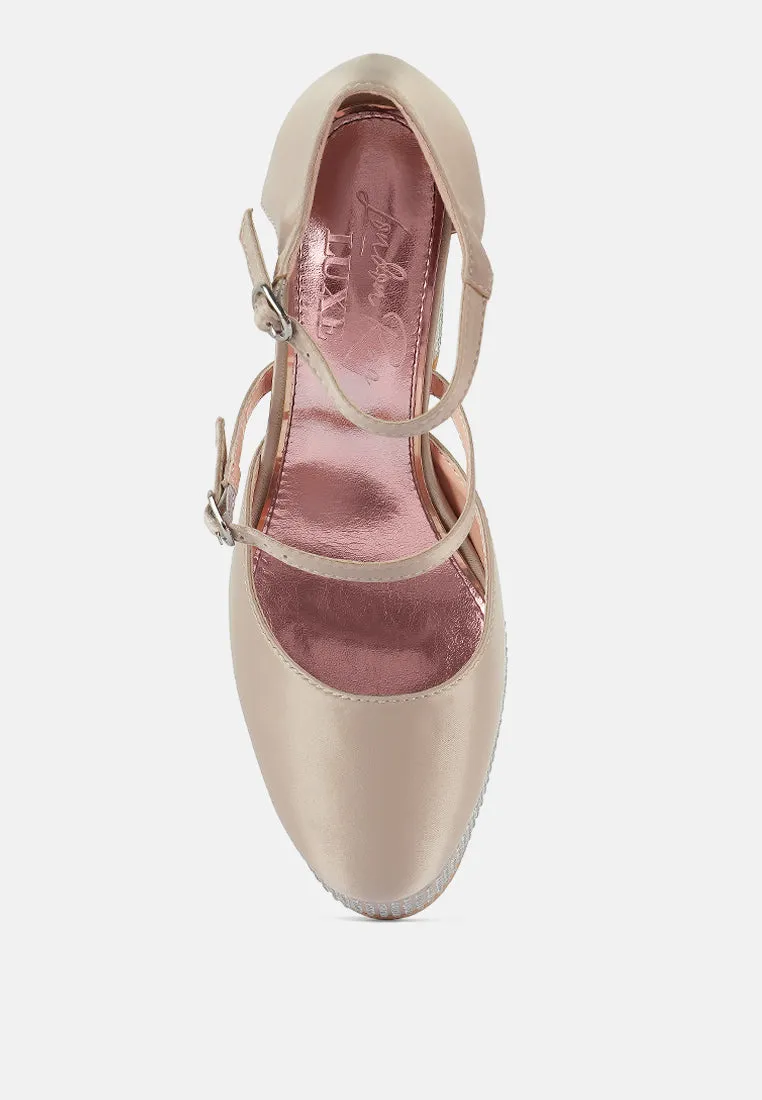 Rhinestones embellished platform mary jane sandals