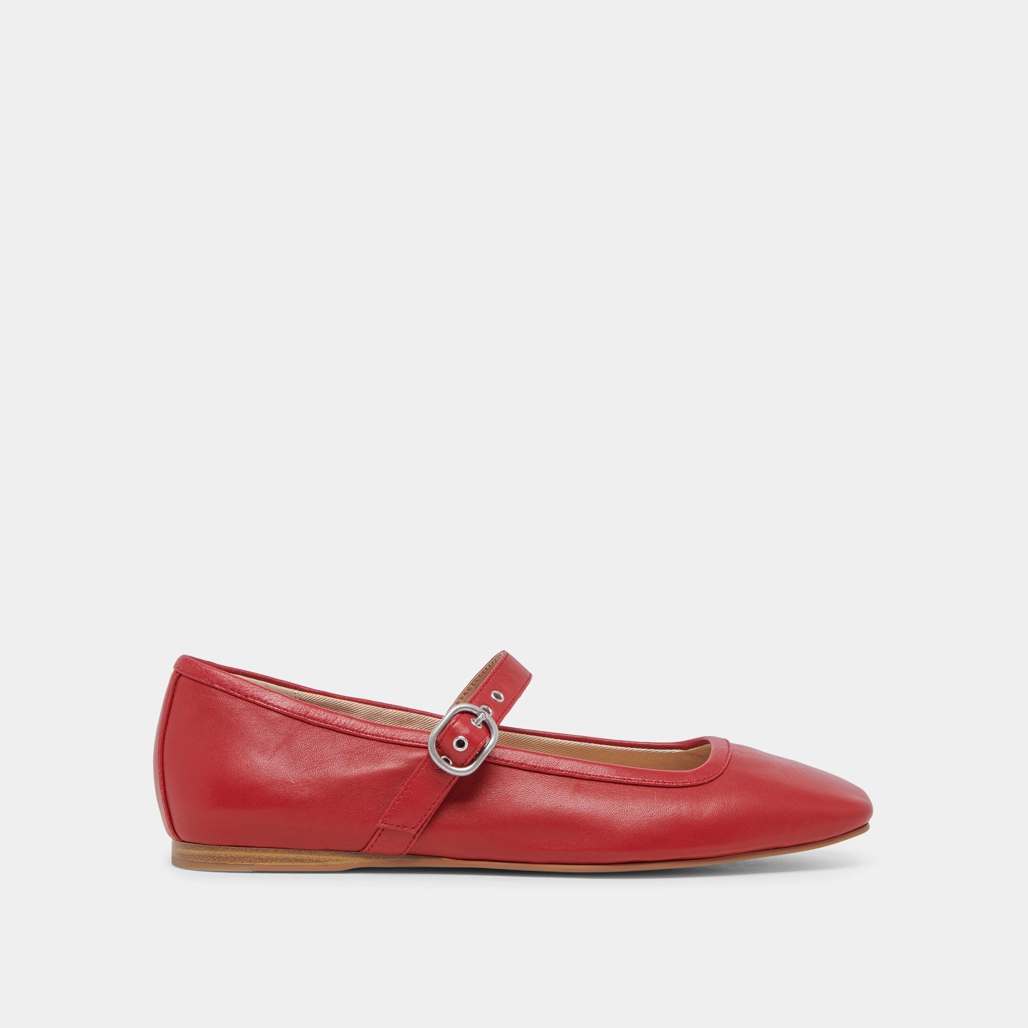 Lagoon Step RODNI BALLET FLATS RED LEATHER - re:vita