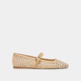 Comfortable Walk RODNI EYELET PERF BALLET FLATS LT NATURAL WOVEN RAFFIA