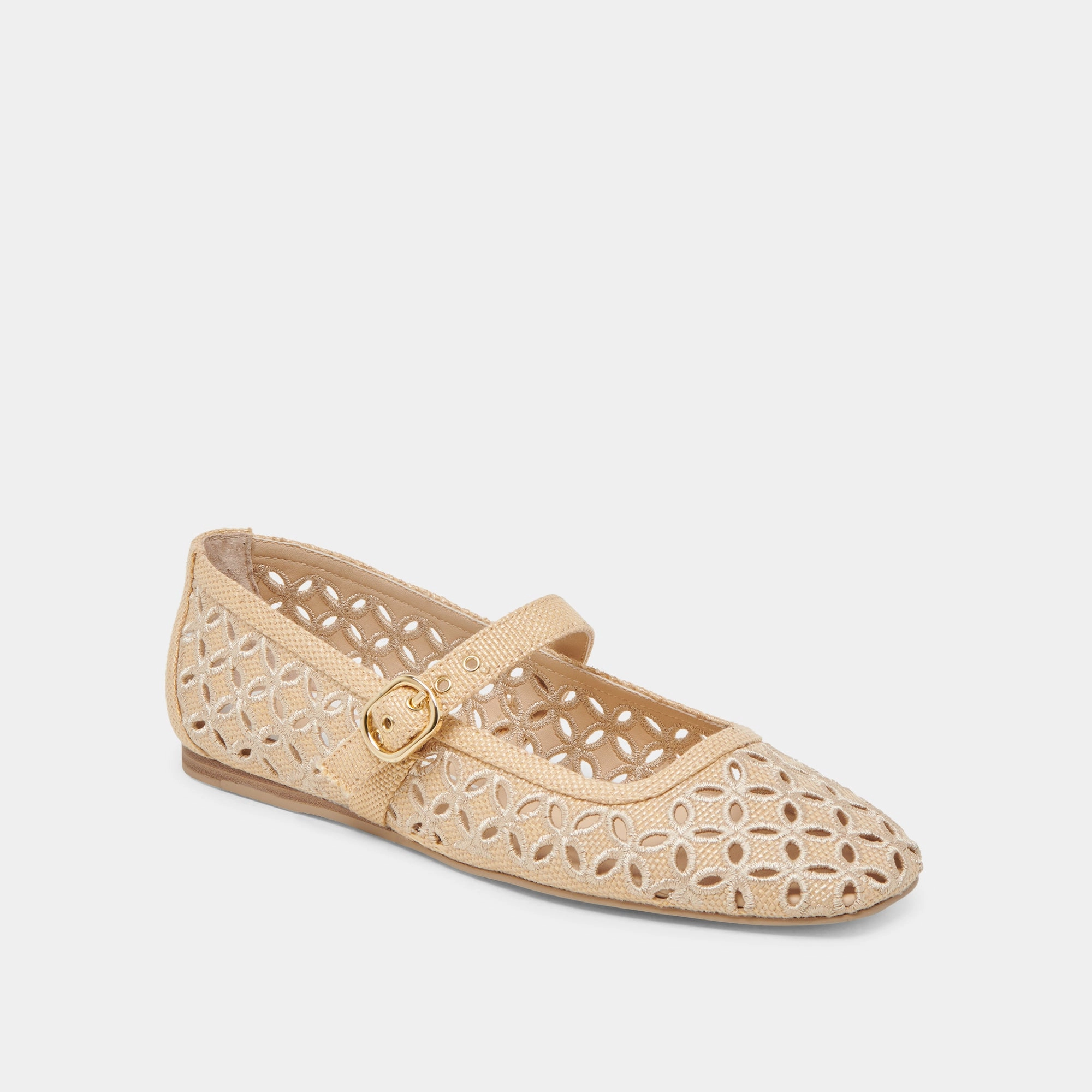 RODNI EYELET PERF BALLET FLATS LT NATURAL WOVEN RAFFIA Bridge Path Reunion Glow
