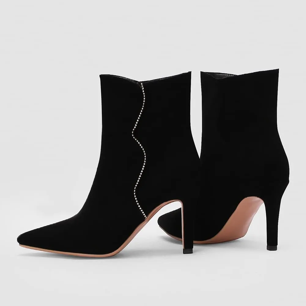 Roimaash Elegant Women Dress Boots High Heels Pointed Toe