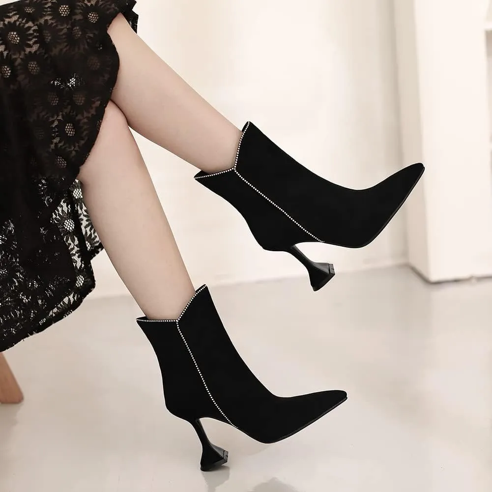 Roimaash Elegant Women Dress Boots High Heels Pointed Toe