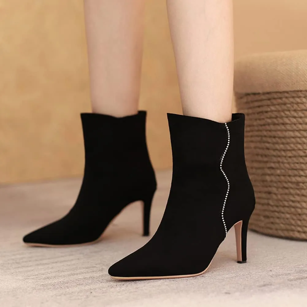 Roimaash Elegant Women Dress Boots High Heels Pointed Toe