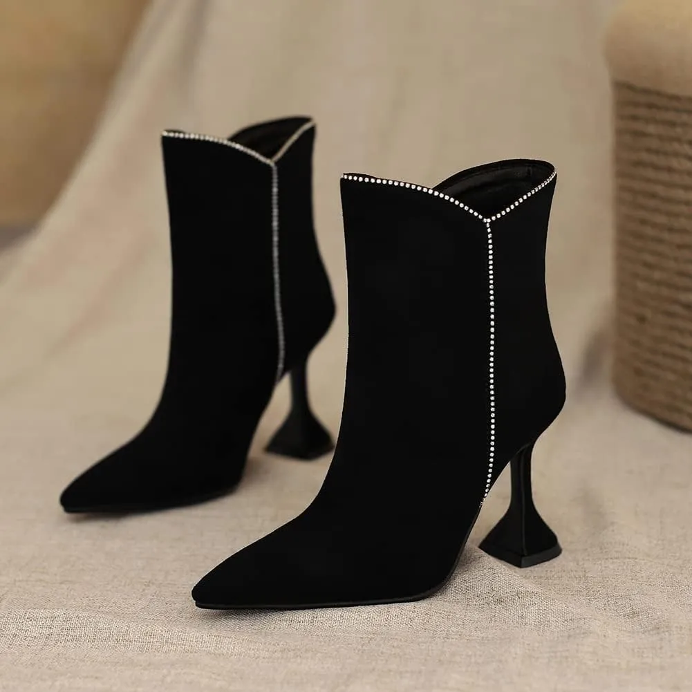 Roimaash Elegant Women Dress Boots High Heels Pointed Toe