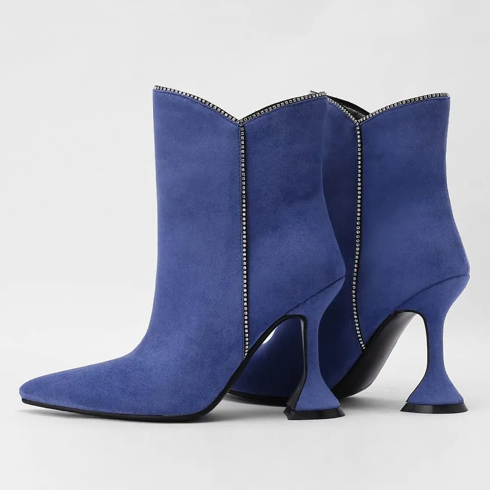 Roimaash Elegant Women Dress Boots High Heels Pointed Toe