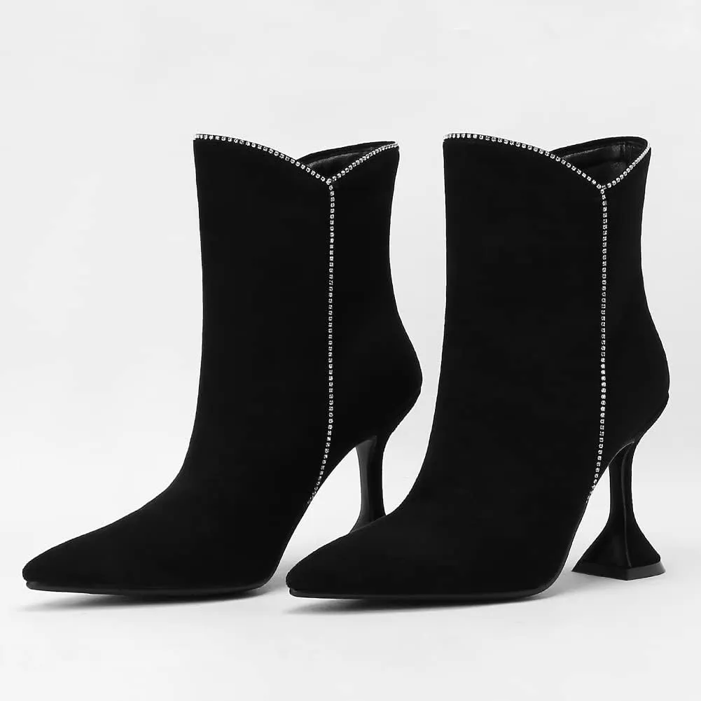 Roimaash Elegant Women Dress Boots High Heels Pointed Toe