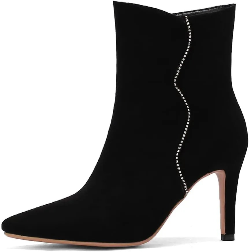 Roimaash Elegant Women Dress Boots High Heels Pointed Toe