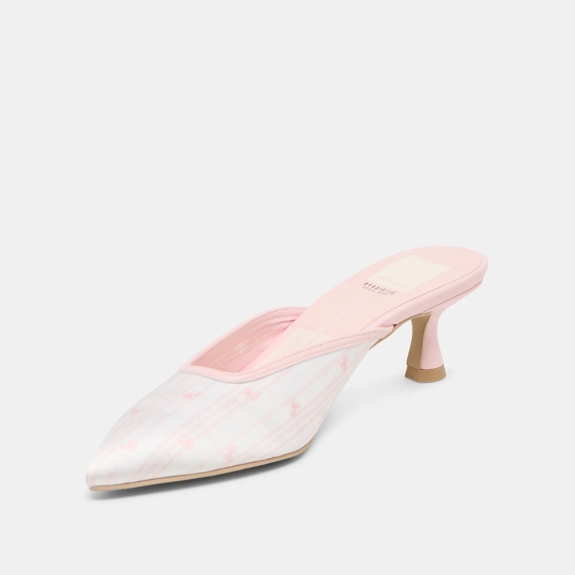 Sophisticated Pumps Wedding Booties CLEO X BYRDIE GOLF WIDE HEELS PINK FLORAL SATIN