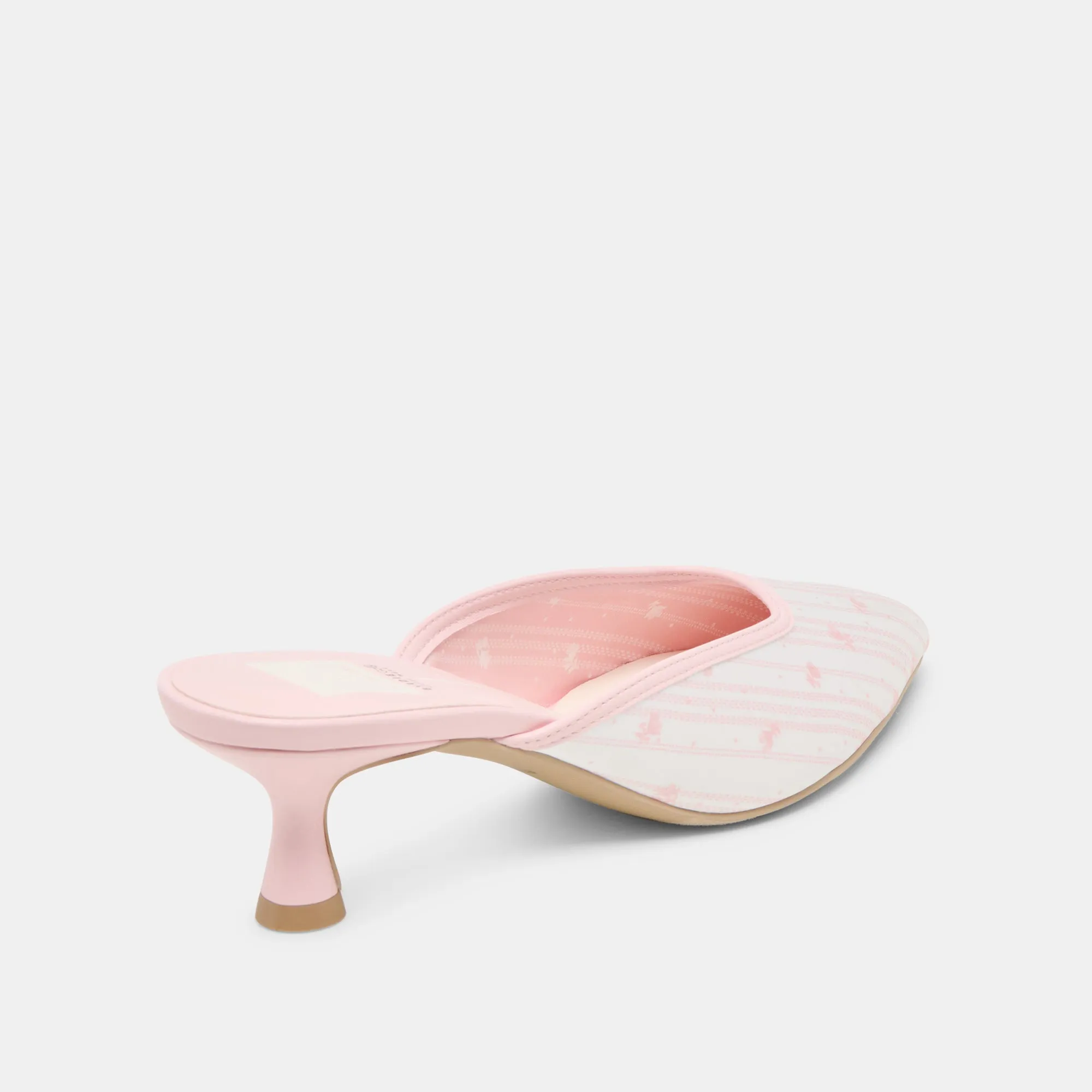 Iconic Shape Easy return CLEO X BYRDIE GOLF WIDE HEELS PINK FLORAL SATIN