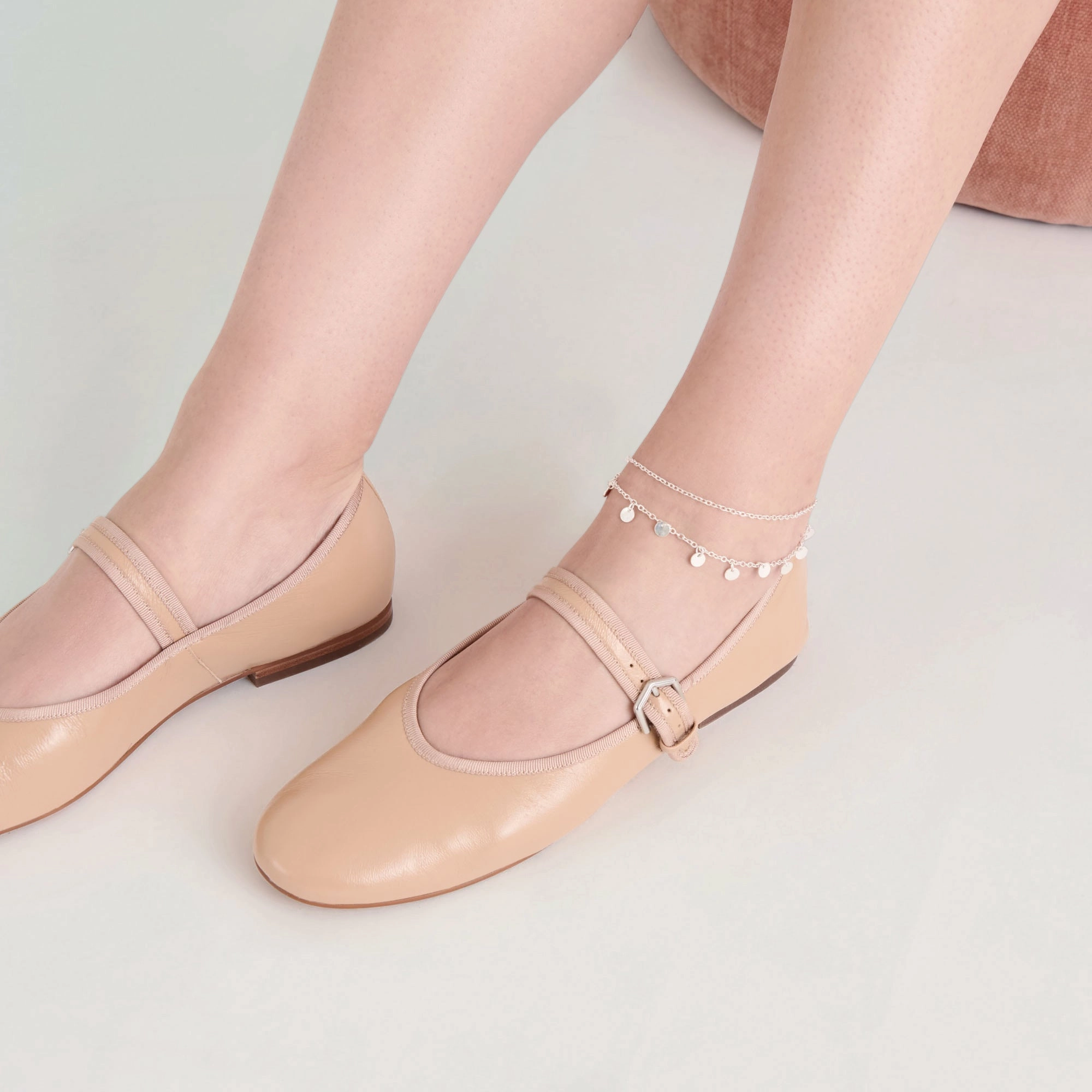 ROSLYN BALLET FLATS LIGHT TAN LEATHER Soft Lining Shoes Run Step