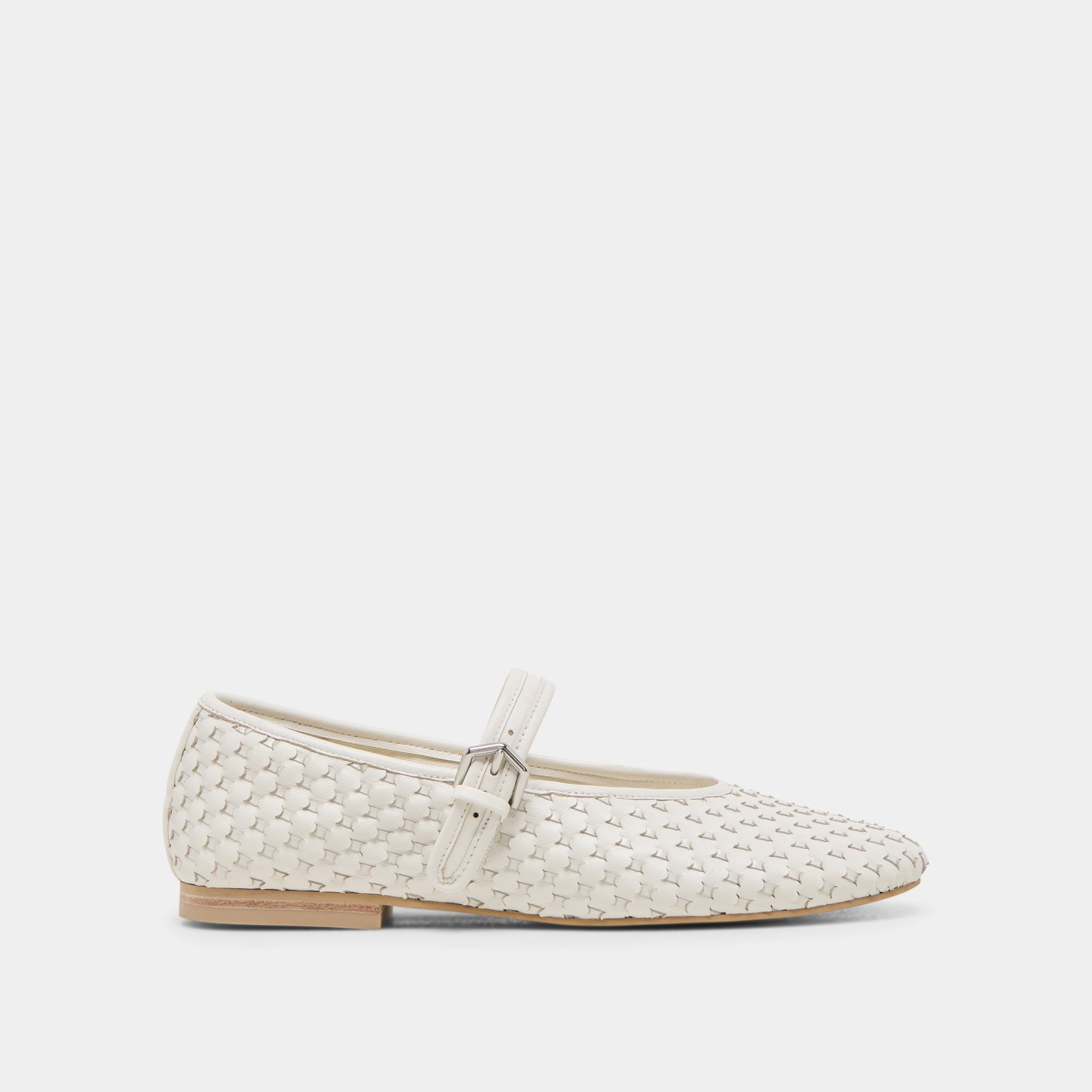 Wood Walk ROSLYN WOVEN BALLET FLATS TRUE WHITE WOVEN LEATHER