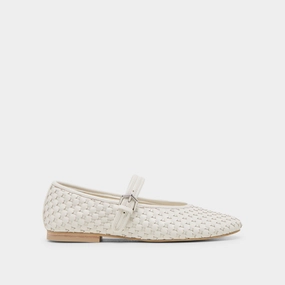 Wood Walk ROSLYN WOVEN BALLET FLATS TRUE WHITE WOVEN LEATHER