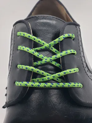 Round Dress Shoelaces - Lime Green with Black Accents