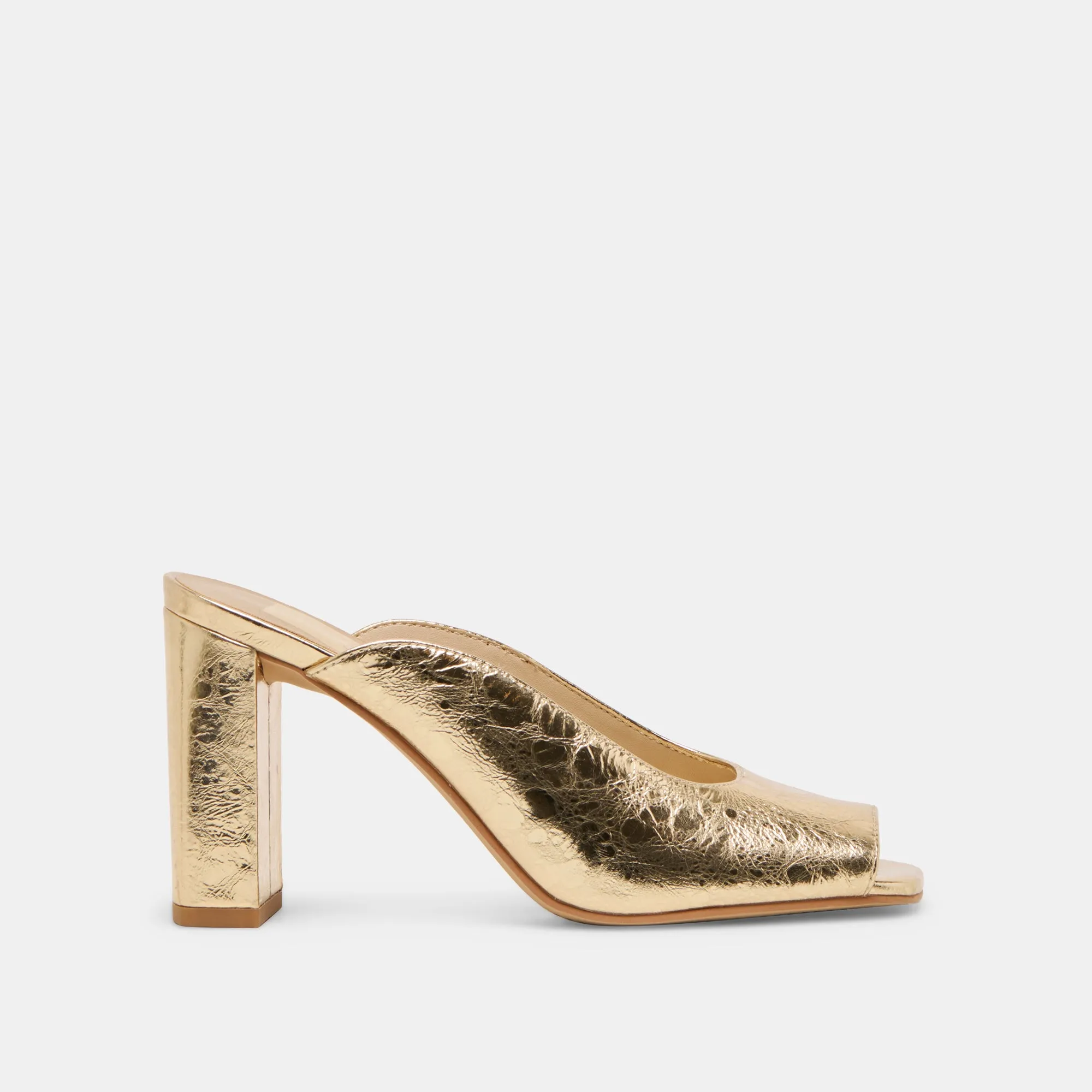 Minimal Glow SABELA HEELS GOLD DISTRESSED LEATHER