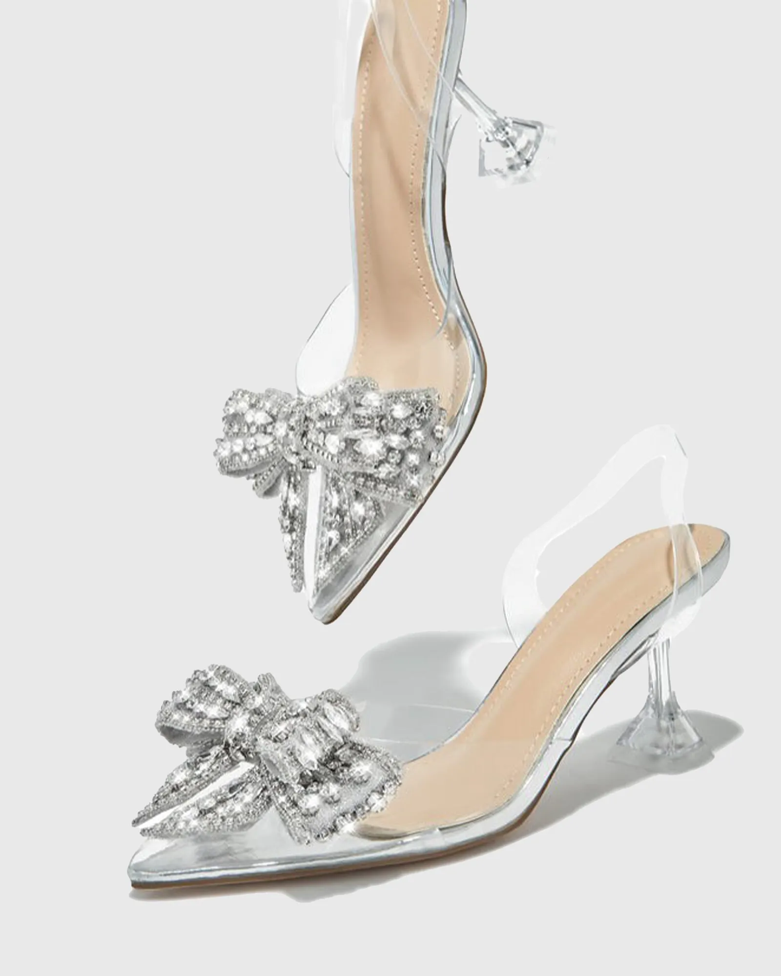 Sadzi Diamond Bow Pvc Slingback Sandals