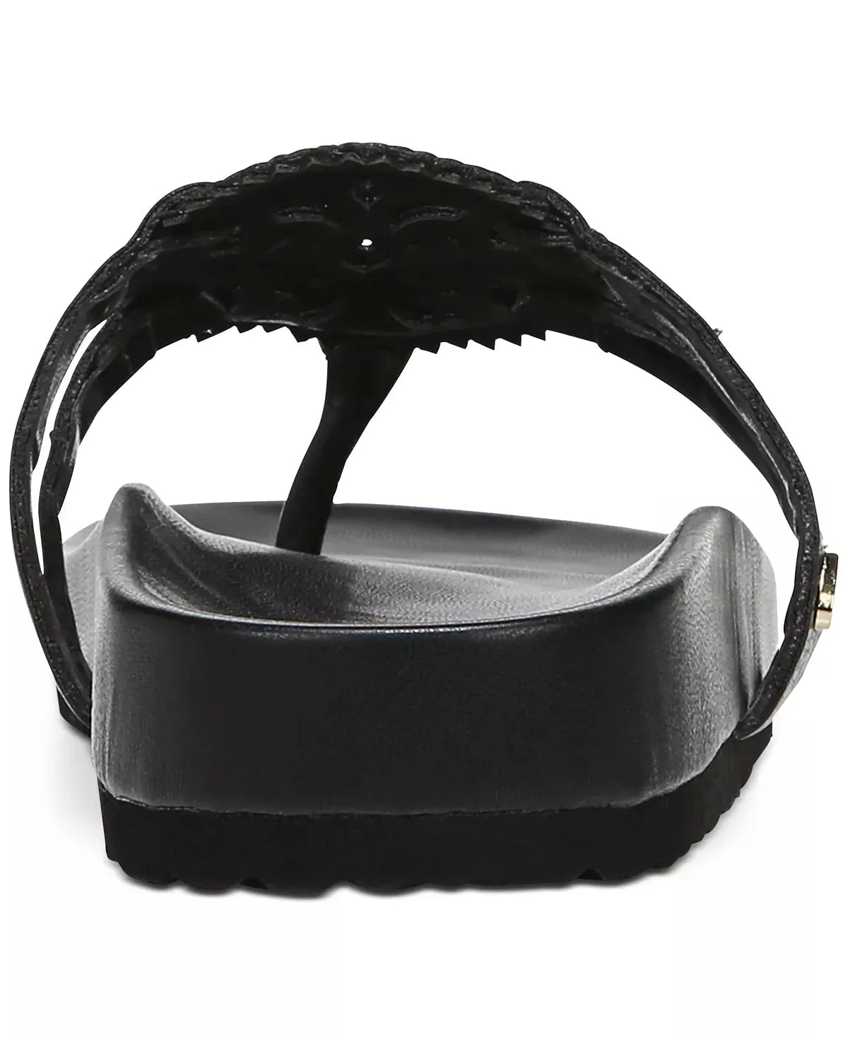 Sam Edelman Jules Medallion Black Footbed Round Toe Slip-on Thong Slide Sandals