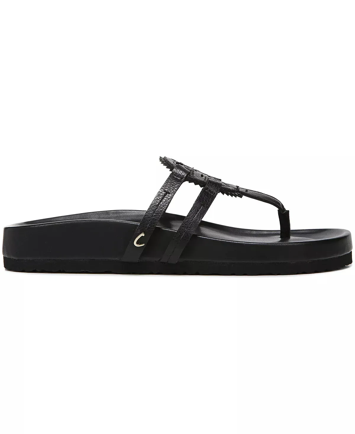 Sam Edelman Jules Medallion Black Footbed Round Toe Slip-on Thong Slide Sandals