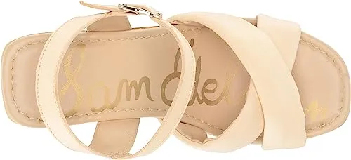 Sam Edelman Suzannah Ivory Ankle Strap Open Toe Block Heel Platform Sandals