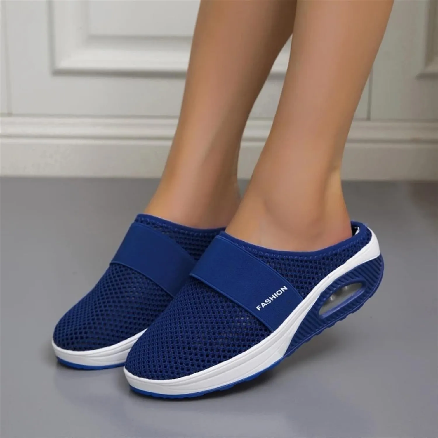Sandals for Women 2025 Backless Walking Sneakers Air-Cushion Slip-on Walking Shoes Summer Mesh Air Cushion Orthopedic Diabetic Shoes with Arch-Support for Women 2025