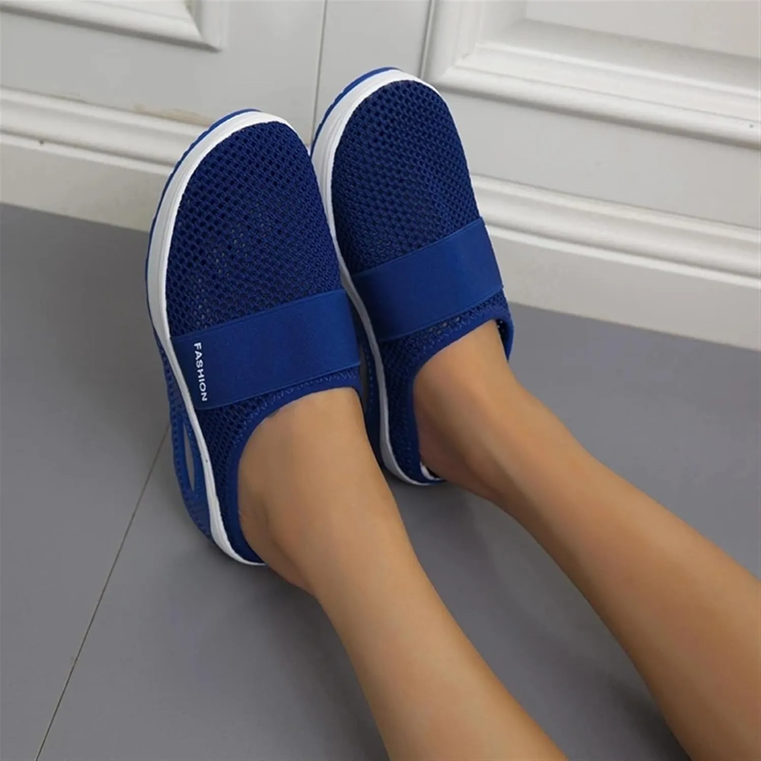 Sandals for Women 2025 Backless Walking Sneakers Air-Cushion Slip-on Walking Shoes Summer Mesh Air Cushion Orthopedic Diabetic Shoes with Arch-Support for Women 2025