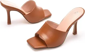 Sandals women's square toe high heels peep toe shoes 9cm open toe sandals slippers high heels