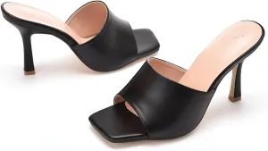 Sandals women's square toe high heels peep toe shoes 9cm open toe sandals slippers high heels
