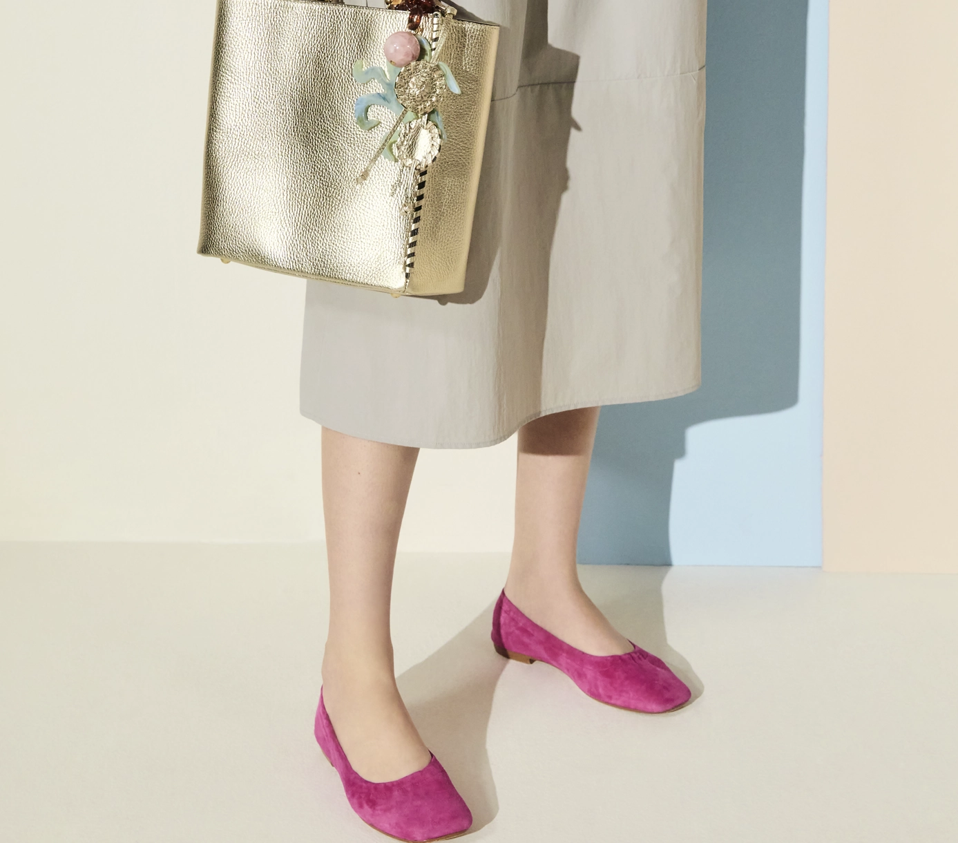 Scandi Clean Market Show Santa Maria Italian Suede Ballet Flat