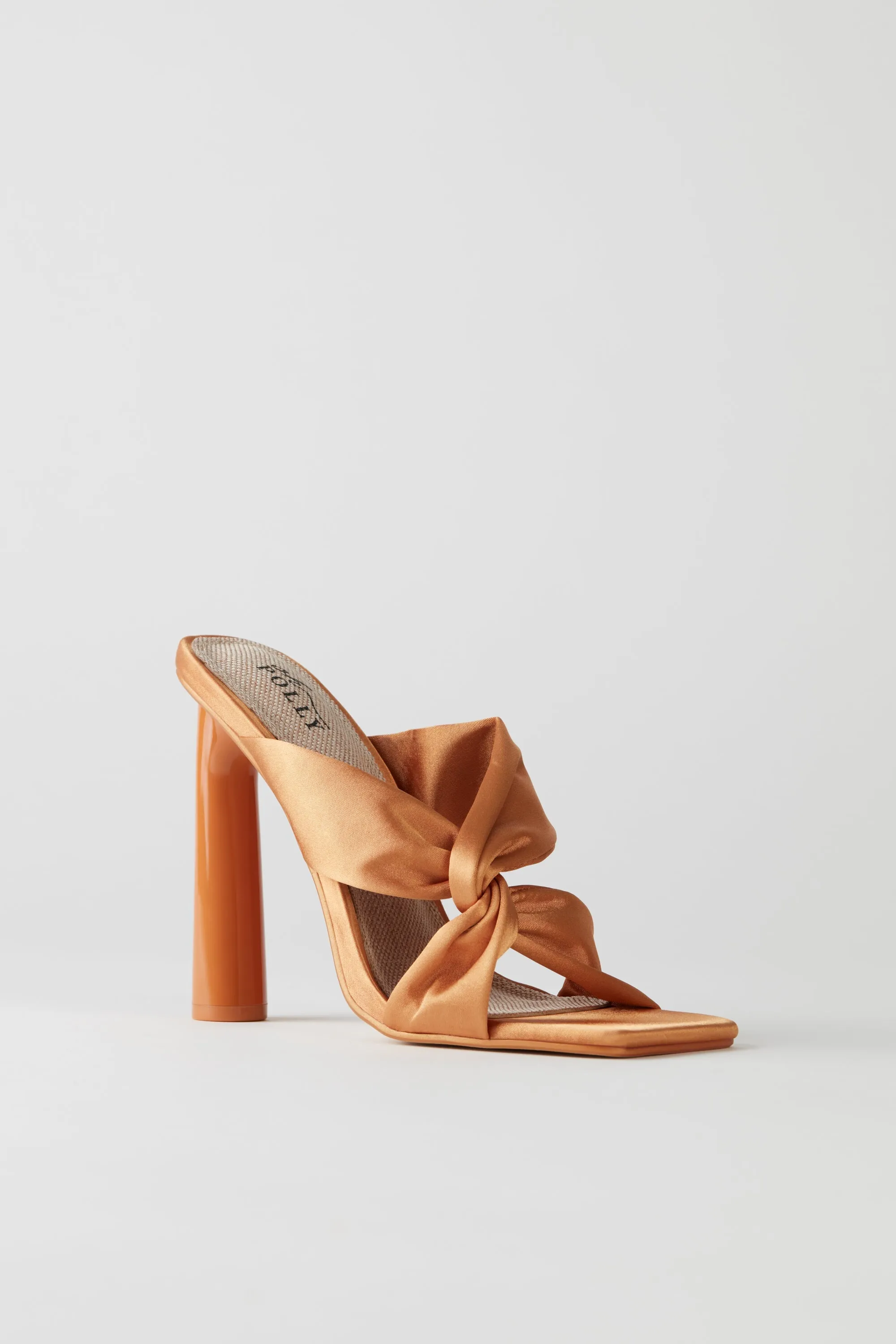 Satin Mule Heels in Copper