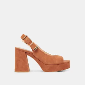 FLORES HEELS CARAMEL SUEDE Rooftop Spark