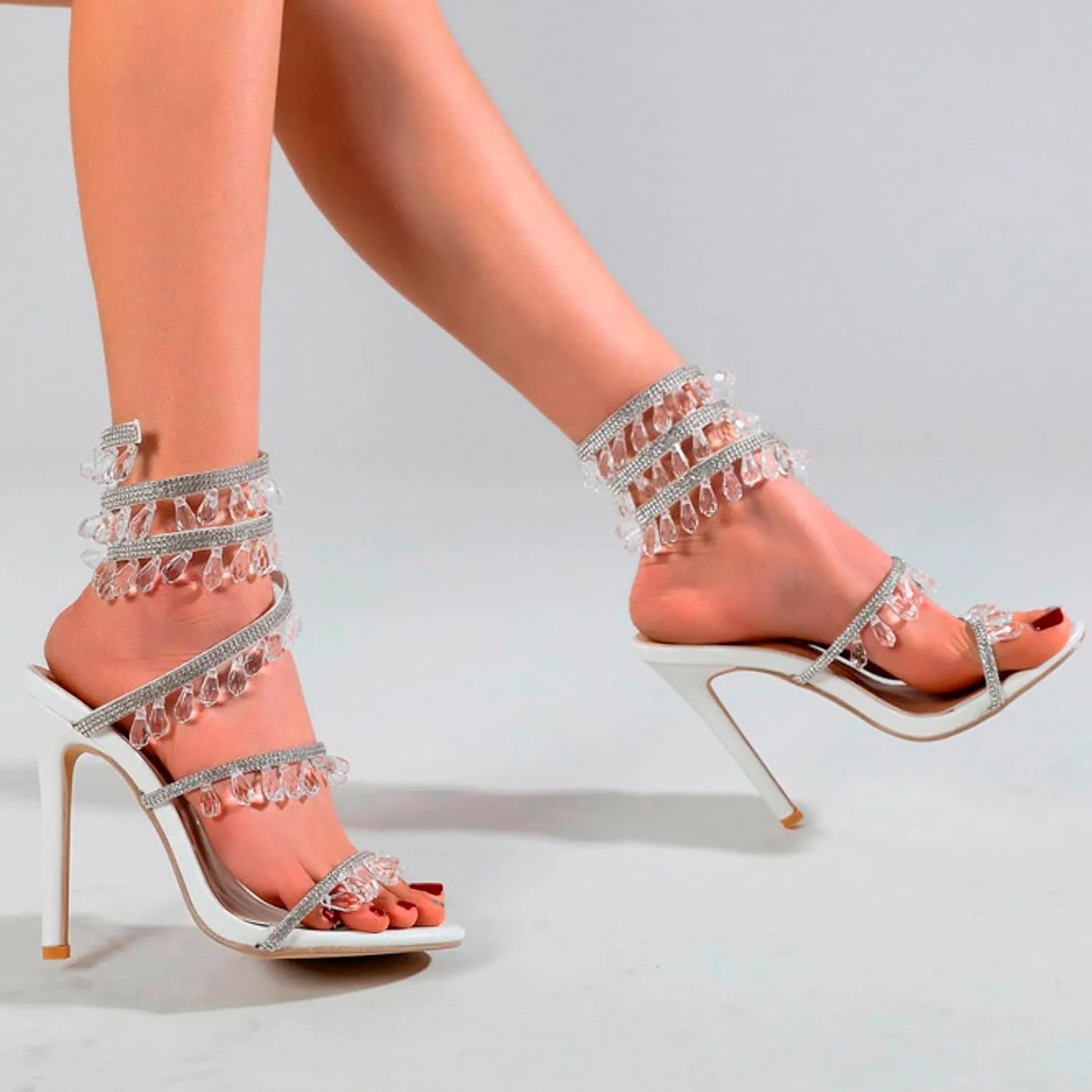 Sexy Casual Dress Shoes Stiletto High Heel Women's Shoes Fashion Casual Rhinestone Crystal Pendant Hollow High Heels