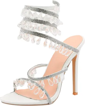 Sexy Casual Dress Shoes Stiletto High Heel Women's Shoes Fashion Casual Rhinestone Crystal Pendant Hollow High Heels