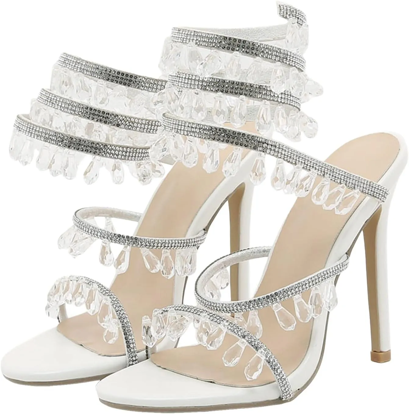 Sexy Casual Dress Shoes Stiletto High Heel Women's Shoes Fashion Casual Rhinestone Crystal Pendant Hollow High Heels