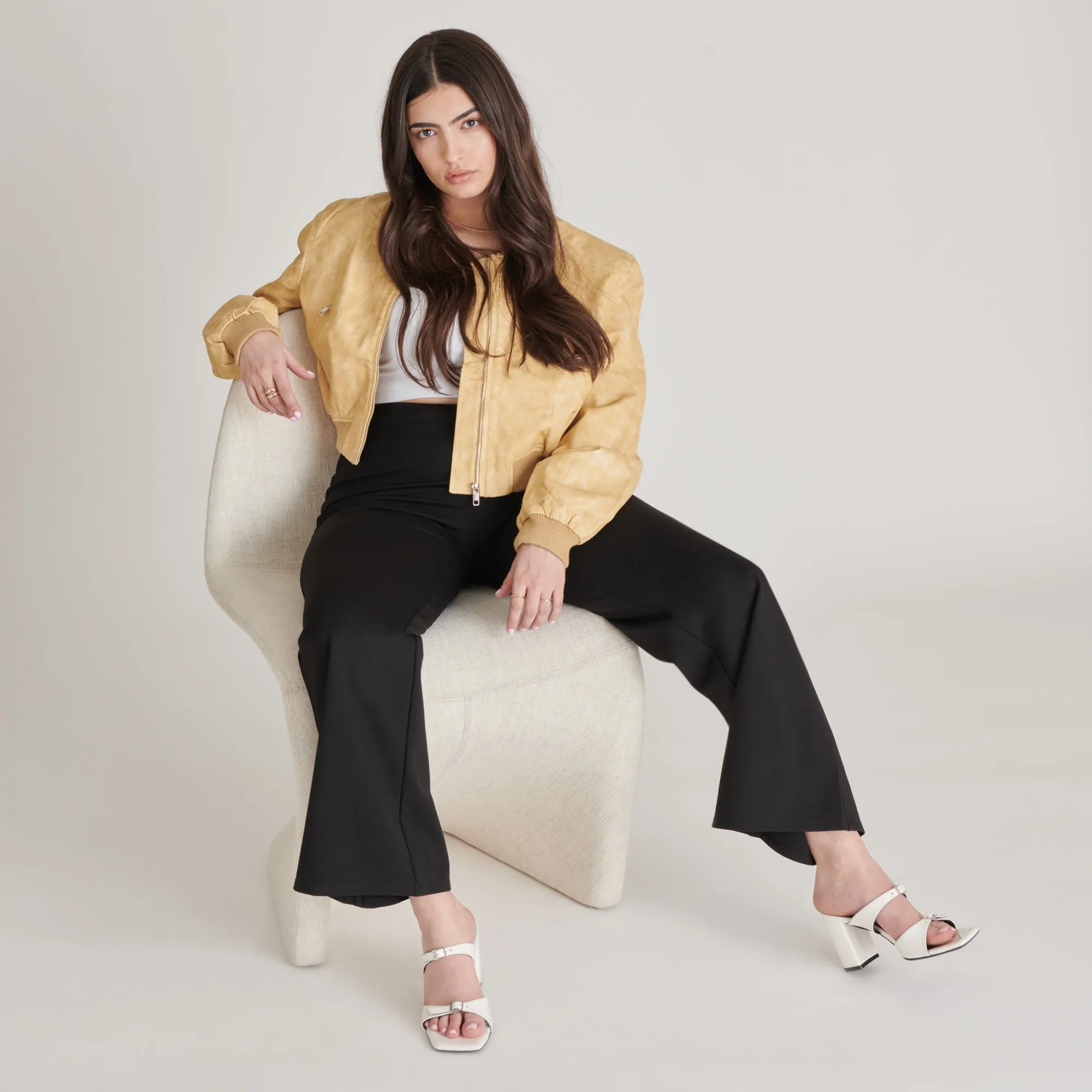 SHANE HEELS OFF WHITE CRINKLE PATENT Luxe Craft